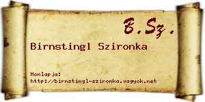 Birnstingl Szironka névjegykártya